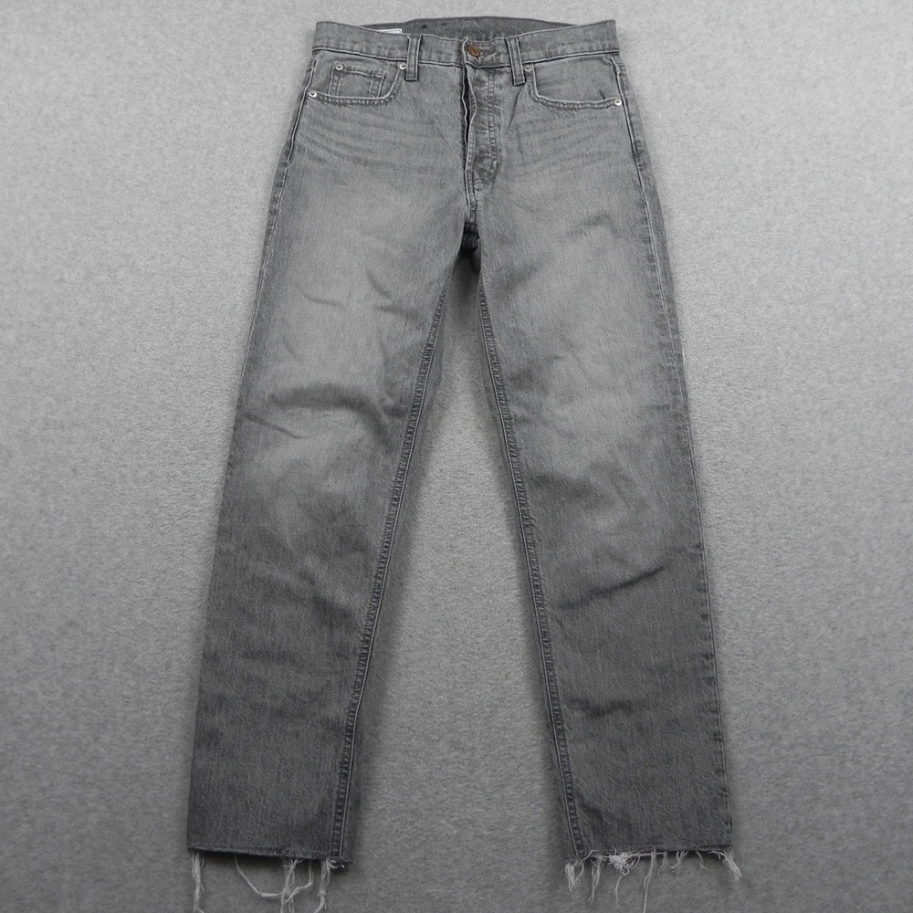 Gap Cheeky Straight Jeans Womens 27/4R High Rise Gray Denim Raw Hem Button Fly